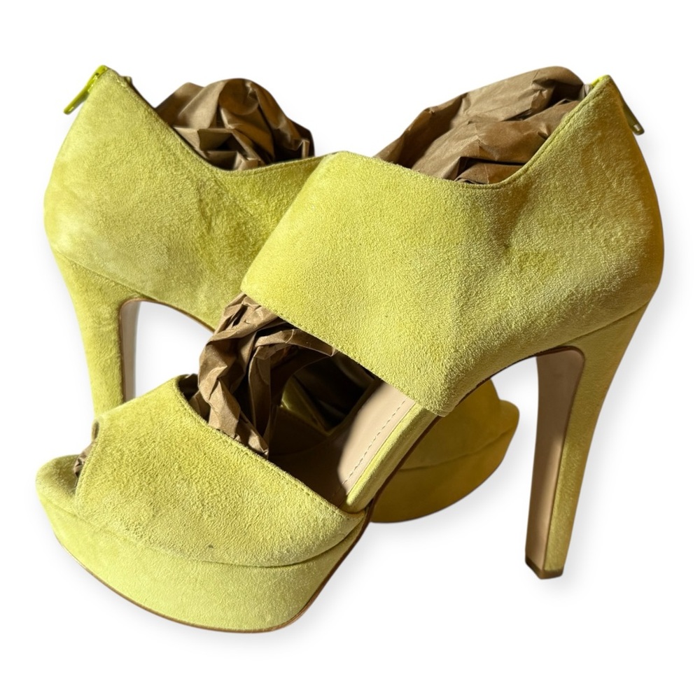 Chic Lemon Lime Peep-Toe Heels Sz 9.5 NWOT